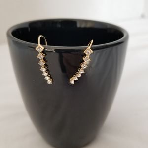 Gold Plated Crawler Earings w/CZ Stones 1" long